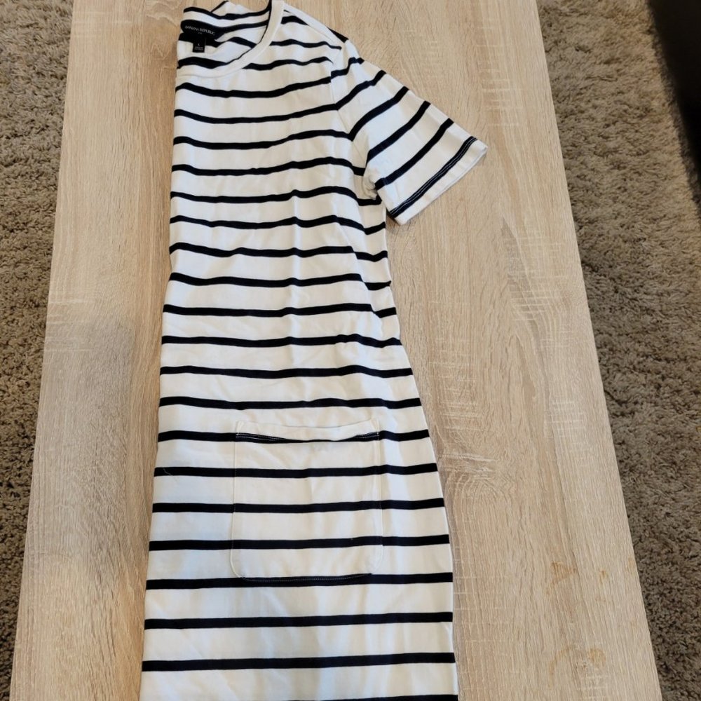 Cream with Black Stripe T-shirt dress